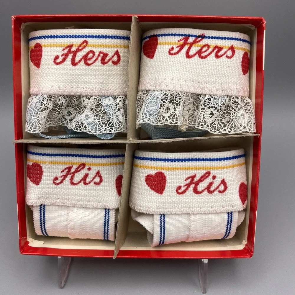 Vtg His &‎ Hers Jock Strap Garter Highball Drinking Glass Party Wedding Duets
